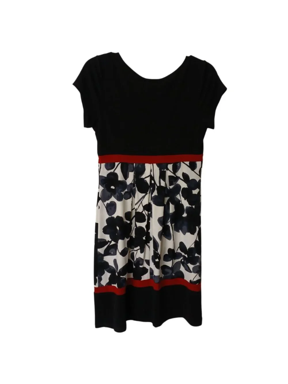 En Focus Studio Womens Sz 8 Dress Black White Floral Print Fit & Flare #H-17